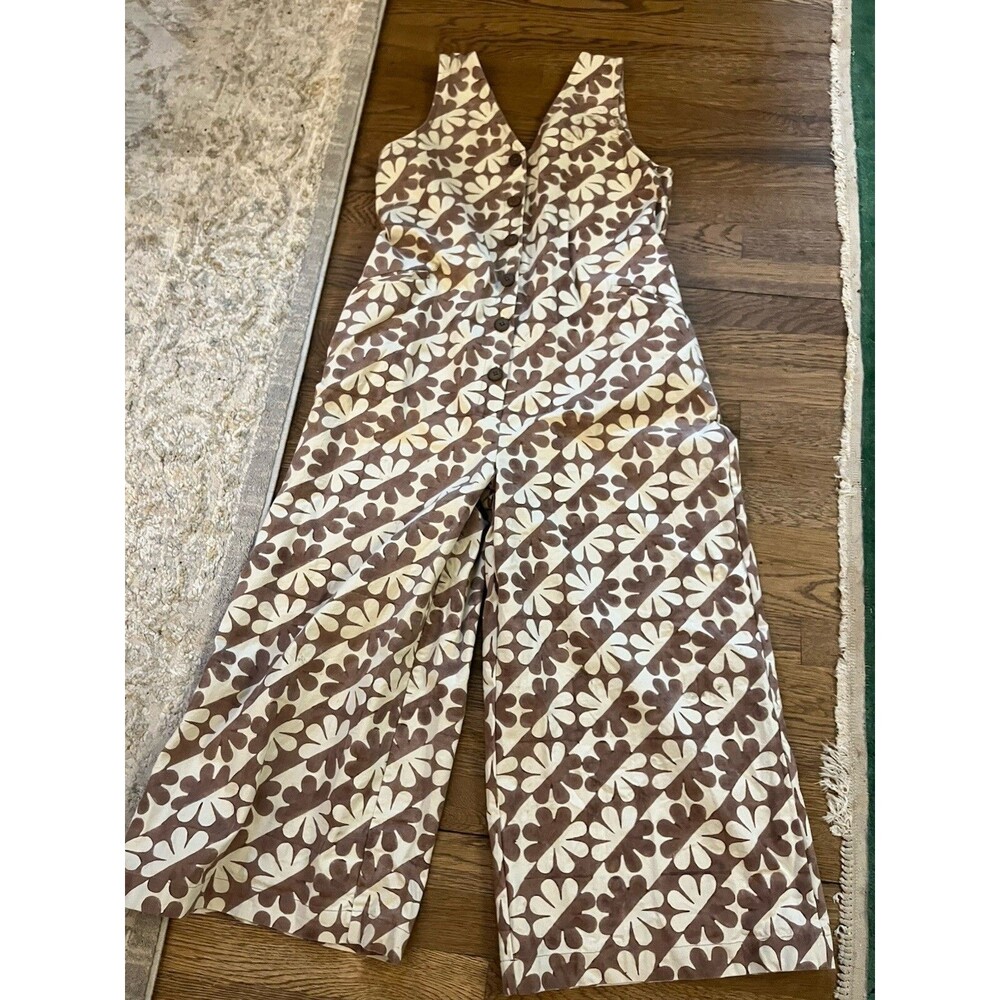 Seek Collective Posta Romper Cocoa Dahlia Jumpsuit Wide Leg Pants Sz S Summer